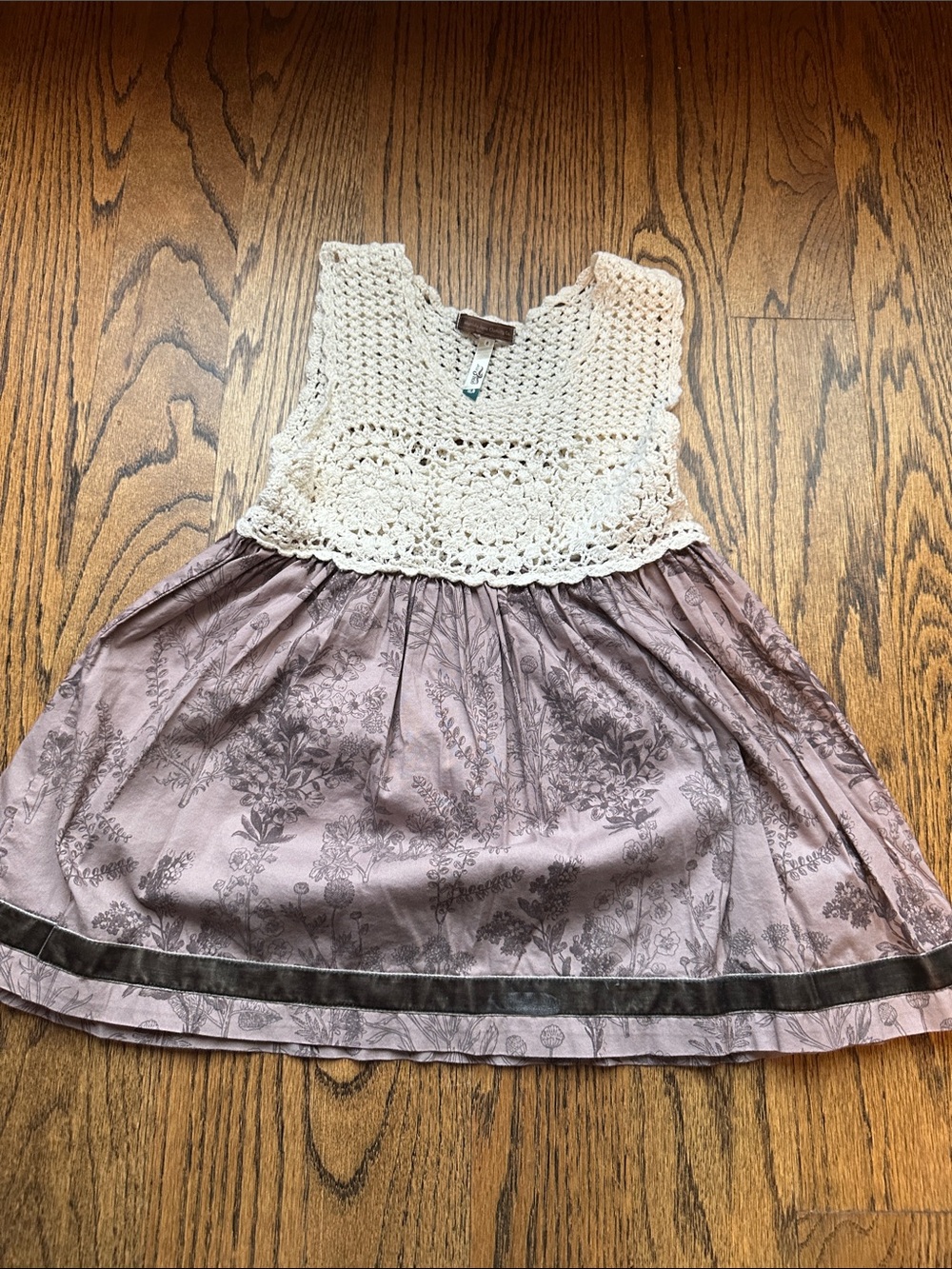 Matilda Jane Cream Crochet Top Lavender Floral Skirt Dress